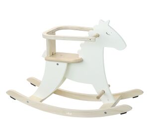 Vilac Holzschaukelpferd weiß mit Rückenlehne